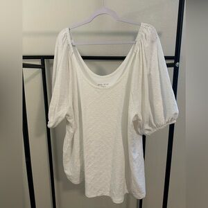 Puff Short Sleeve Eyelet Peasant Top